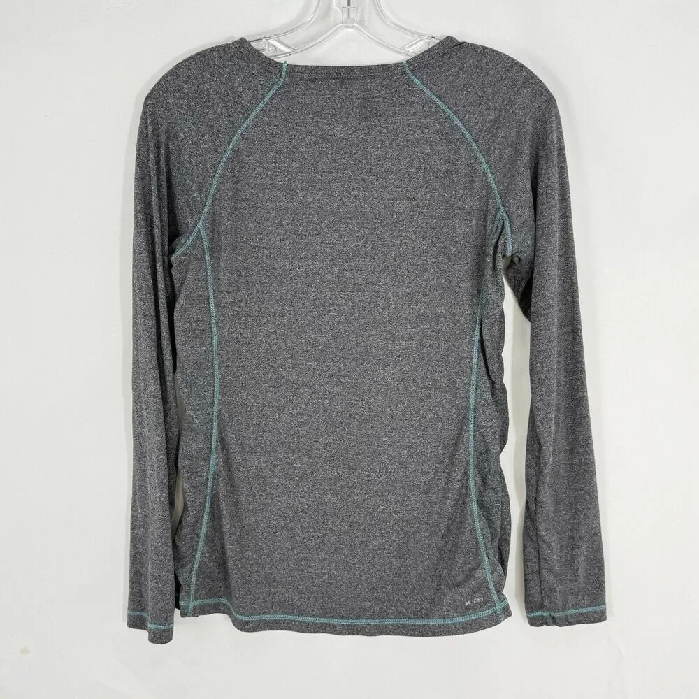 RBX Long Sleeve Shirt Performance Active Top Size M Gray Teal Trim